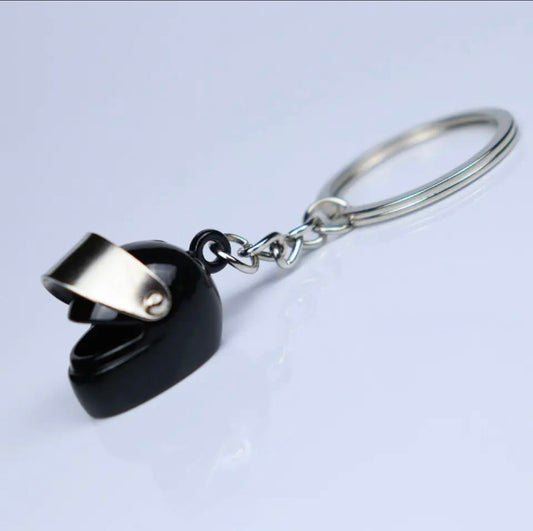 HELMET DYE CAST METAL KEYCHAIN- BLACK
