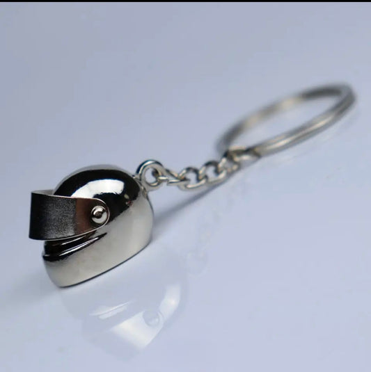 HELMET DYE CAST METAL KEYCHAIN - CHROME