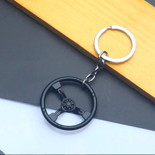 STEERING WHEEL KEYCHAIN -BLACK