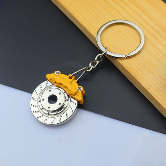 BRAKE DISC AND CALIPER KEYCHAIN - YELLOW